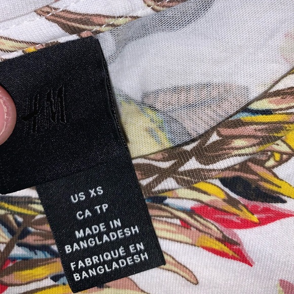 H&M White & Brown Bird Shirt size XS - Picture 9 of 9